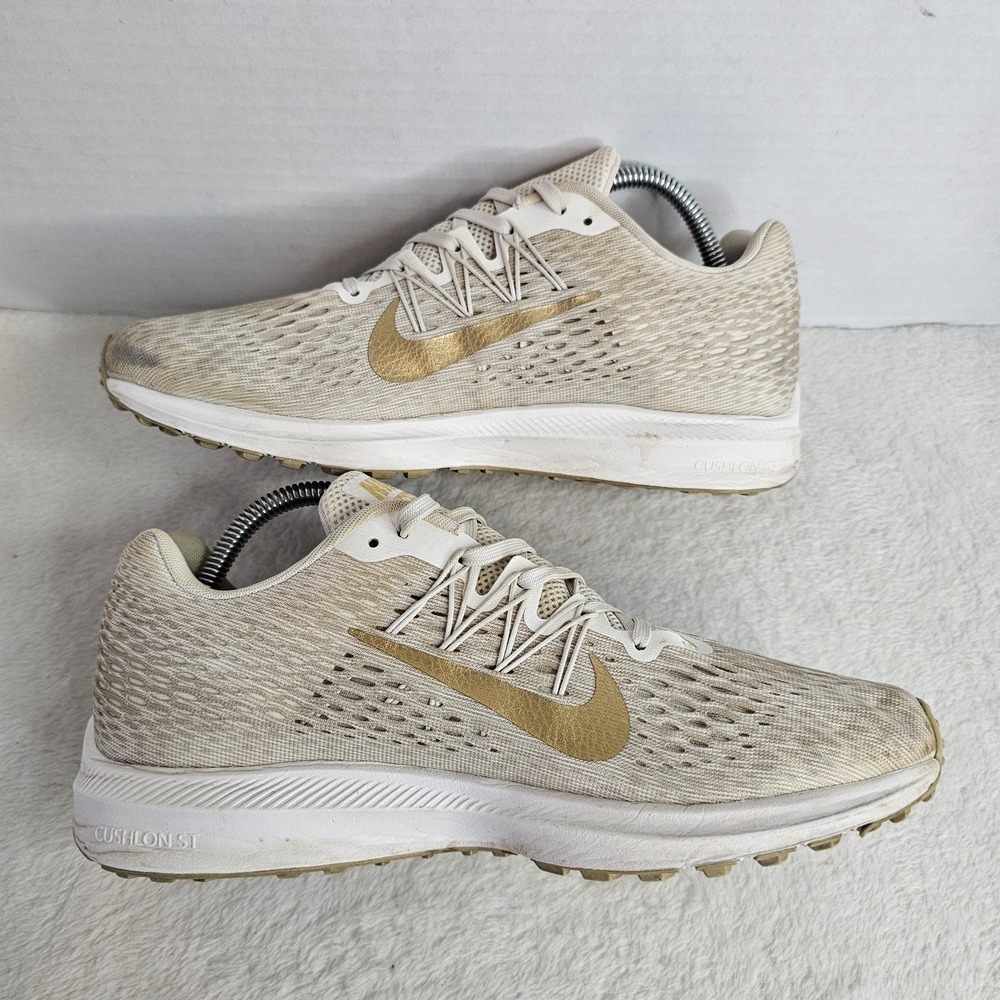 Nike Shoes Women's 9.5 Zoom Winflo 5 Beige Gold Athletic Running Shoes Sneakers - Picture 5 of 8